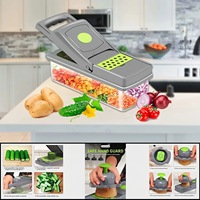 14-in-1 multifunctionele handmatige groentesnijder met knop, fruit- en groentegereedschap, snijder, schaaf, mandoline groentesnijder