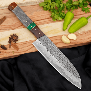 Cuchillo de Chef Multiusos Portátil de Acero Inoxidable 440C Forjado a Mano con Empuñadura de Madera Ajustable y Acabado de Alto Brillo - Product Image 1