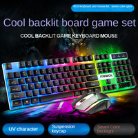 Ensemble clavier et souris de jeu filaire USB LED SY W10, 104 touches, étanche, ultra-fin, pour ordinateur de bureau, en stock