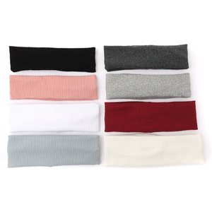 Bandeaux côtelés extensibles à Logo personnalisé, couvre-chef antidérapants en coton, parfaits pour le sport, bandeaux extensibles de Yoga pour filles - Product Image 2