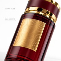 Flacon de parfum en verre vide en gros 250 ml noir mat avec bouchon doré décoratif arabe, atomiseur rechargeable, logo personnalisé