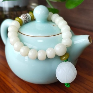 Moda White jade bodhi lotus hand string coppie maschili e femminili <span class=keywords><strong>perline</strong></span> buddiste <span class=keywords><strong>perline</strong></span> rotonde rosario <span class=keywords><strong>perline</strong></span> braccialetto di giada - Product Image 6