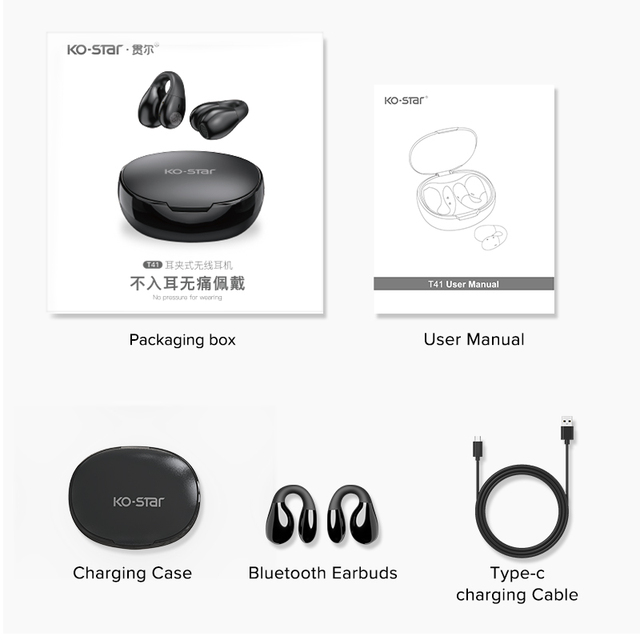 TWS Wireless Headphones Bluetooth 6.0 Earphones Custom bluetooth EarphoneTouch Control Ear Clip Earbuds