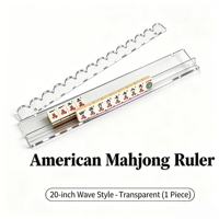 Table de Mahjong transparente en acrylique américain de 20 pouces avec support, poussoir magnétique, règle de placement de cartes et aide à l'organisation des cartes trois-en-un