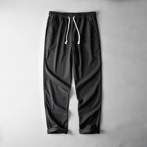 Soft Breathable Fabric Elastic Waist Drawstring Side Pockets Daily Casual Streetwear Loose Fit <strong>Cuffed</strong> Ankle Mens Jogger Pants - Product Image 5