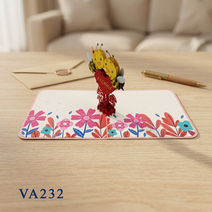 Meilleure Vente : Carte de Vœux en Papier Hanoi Faite à la Main, Style Amour, Découpe Laser 3D, Motif Couple Abeilles, Cadeau Artisanal, Logo Couleur Personnalisé - Product Image 3