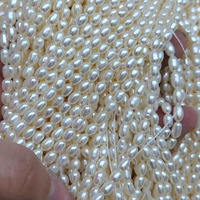 Perles d'eau douce naturelles blanches de 3-4 mm, de haute qualité, en forme de riz, perles en vrac certifiées par une tierce partie pour la fabrication de colliers