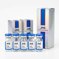 Boîte d'emballage personnalisée pour flacon de peptide holographique avec logo, 10 ml, boîte individuelle en carton, plateau en plastique thermoformé, boîte pour flacon de peptide