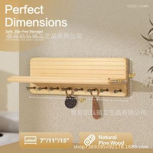 Wooden <b>wall</b>-mounted key <b>storage</b> rack for home use, decorative <b>wall</b> <b>hanging</b> rack, solid wood <b>storage</b> and organization rack - Product Image 5