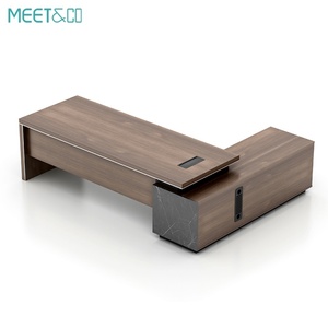 Modern Luxury Executive Office <b>Desk</b> Ergonomic Metal and Wood Modular and <b>Extendable</b> for Home or School Office Use - Product Image 5