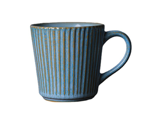 Tasse à petit-déjeuner en céramique à bande de style rétro avec glaçure réactive Capacité de 400ml Édition de retour à l'école - Product Image 2