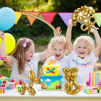 45pcs Balon Metalik Emas Panjang untuk Melilit 260Q Balon Lateks untuk Membentuk Hewan, Buket Bunga & Dekorasi Pesta