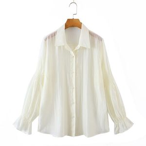 Camisa de Protección Solar N8402 para Mujer, Color Negro Albaricoque, Mangas con Volantes, Viscosa, UPF 50, Talla Grande, Manga Larga - Product Image 4