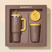 Gobelet isotherme personnalisé de 40 oz avec poignée, grande capacité, en acier inoxydable à double paroi, isolé sous vide, pour voiture