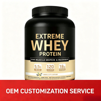 Label Pribadi OEM untuk Bubuk Protein Whey 50g+ Per Sajian, Umur Simpan 24 Bulan, Suplemen Dewasa untuk Membangun Otot