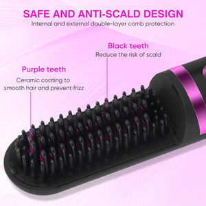 2 in 1 wiederauf ladbare Hot Comb Frauen Haar glätter Bürste Drahtlose Keramik Schnell heizung Planchas De Cabello Schnur loses Flacheisen - Product Image 5