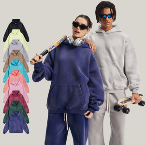 Personnalisable automne et hiver sur le nouveau 360GRAMS Spray Monkey Washed Do Old Cut Ragged Hole Sweat à capuche rembourré Spray Monkey Sweater - Product Image 1