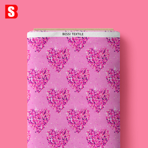 Bessi 100% coton biologique, motifs en forme de cœur, imprimés numériquement pour robes de filles et de femmes et chemises pour garçons - Product Image 3