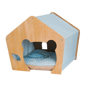 Fabrika toptan lüks kapalı çıkarılabilir ahşap Pet minder kulübesi kafesleri sürdürülebilir kedi köpek evi ve yatak ev - Product Image 1