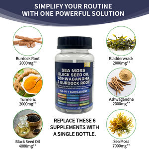 Organic <b>Sea</b> <b>Moss</b> <b>Capsules</b> with Bladderwrack & Burdock Root - Seamoss Supplement for Immune Support - Private Label OEM - Product Image 3