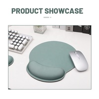 Tapis de souris en mousse à mémoire de forme antidérapant en caoutchouc, couleur unie verte, motif dessin animé, avec repose-poignet pour ordinateur et bureau