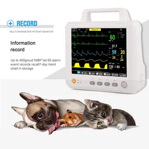 Использование для животных 8 дюймов, шестипараметрический PR ECG TEMP SPO2 NIBP HR RESP, ЖК-дисплей, собака, кошка, домашнее животное, Ветеринарный монитор