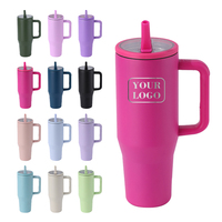 Vaso Térmico Personalizado de 40 Oz para Exteriores, Taza de Viaje de Acero Inoxidable con Asa y Tapa con Pajita Plegable