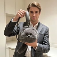 Bolso de Hombro de Gato Kawaii, Lindo Bolso de Gato de Peluche de Piel Sintética, Bolso Cruzado Novedoso, Venta al por Mayor, Logotipo Personalizado, Fábrica OEM