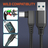 Câble VR 3m 5m 6m 16 pieds 90 degrés Coude Angle droit 5 Gbps Gen1 3.2 USB Type A vers Type C pour Oculus Quest 1 2 Câble de liaison VR