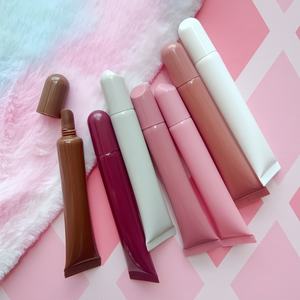 10ml 스톡 플라스틱 핑크 빈 짜기 튜브 립 글로스 용기 화장품 립밤 및 아이 크림 호스 포장 - Product Image 6