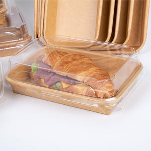 Plateau à sushi jetable en papier kraft à paroi unique avec couvercle en plastique pour l'emballage alimentaire et l'affichage de gobelets en papier de style artisanal - Product Image 6