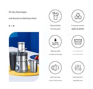 Machine à jus à froid lente industrielle commerciale Extracteur pour canne à sucre Orange Citron <span class=keywords><strong>Agrumes</strong></span> Fruits Légumes Blender - Product Image 6