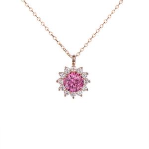 Collar con colgante en forma de flor de Sol de moissanita rosa de 1 quilate de plata <span class=keywords><strong>925</strong></span> sólida brillante de alta calidad para mujer - Product Image 1