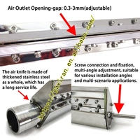 Couteau à air industriel en acier inoxydable, alimenté par souffleur, pour souffler l'eau, la poussière, refroidir et sécher, rideau d'air haute pression