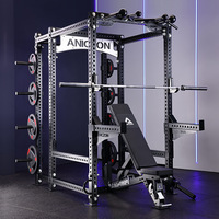 Estación de Entrenamiento Integral Multifuncional: Máquina Smith Comercial, Rack de Sentadillas y Cable Crossover de Acero para Gimnasio en Casa