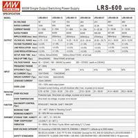 Alimentation LED haute puissance 600W MEAN WELL série LRS-600 12V-48V AC-DC en aluminium pour éclairage LED, garantie 5 ans, entrée AC 180-305V
