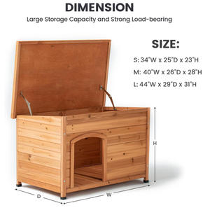 Chòi nuôi chó ngoài trời bằng gỗ hình vuông cổ điển, đặt hàng số lượng lớn, làm từ gỗ nguyên khối, giường ngủ cho thú cưng dành cho các giống chó nhỏ, sử dụng được quanh năm, họa tiết động vật - Product Image 2