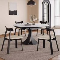 Table à manger pliante télescopique en bois massif de style minimaliste moderne, plateau en bois d'hévéa, ensemble de salle à manger écologique pour 6 personnes