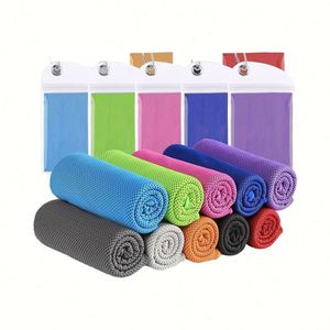 Serviettes de sport rafraîchissantes en microfibre douce et respirante, couleur unie imprimée, 40x12 pouces, pour yoga, gym, entraînement, course à pied, golf, voyage, en polyester - Product Image 1