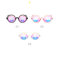 Lunettes de mode Rave hommes forme ronde kaléidoscope lunettes de soleil femmes fête prisme psychédélique lentille diffractée lunettes de soleil plastique CE