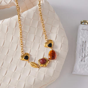 Aksesoris Kalung Resin Perhiasan Baja Tahan Karat untuk Wanita Aksesoris Mewah Ringan Impor Niche - Product Image 3