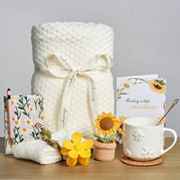 Sunshine Sunflower panier-cadeau pour femmes câlins dans une boîte paquet de soins pour Get Well Soon Mug Blanket Notebook Warm Gift Sets