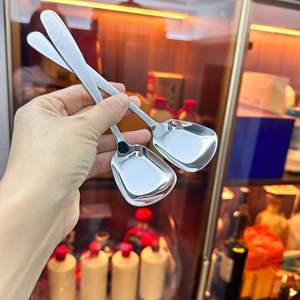 New 304 Stainless Steel Square Head <b>Spoon</b> For Children Dessert <b>Ice</b> <b>Cream</b> Household Kitchen Use Solid Color Stocked - Product Image 4