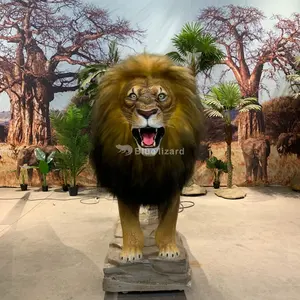 Realistic Vivid Moving Indoor Animatronic Lion King Sculpture Jungle Theme Park Decoration Life-Size Animals On Sale