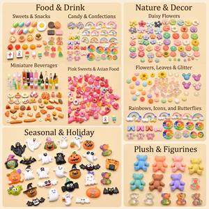 Abalorios de resina Kawaii de nube arcoíris, cabujones de base plana, <span class=keywords><strong>sirena</strong></span>, purpurina, corazón, girasol, cara sonriente, castillo, coche de policía fantasía, DIY - Product Image 3