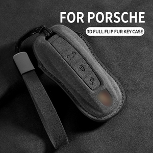 Housse de clé de voiture en cuir de luxe résistante aux rayures pour Macan Cayenne 718 <span class=keywords><strong>Panamera</strong></span> 911 Taycan, élégante et avant-gardiste - Product Image 3