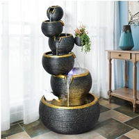 Fontaine Extérieure Personnalisée à 6 Niveaux, Éclairage LED Solaire, Statuette de Cascade Artificielle en Résine, Décoration de Luxe