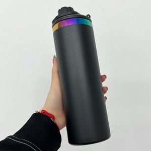 Gobelet isotherme personnalisé 20 oz avec logo, finition arc-en-ciel, pour impression DIY, revêtement poudré, couleurs mélangées, bouteille d'eau anti-fuite avec couvercle à clapet - Product Image 4