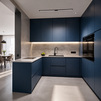 Comptoir moderne en acier inoxydable 304 pour armoires de cuisine, résistant aux rayures et aux taches, avec design bleu marine
