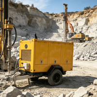 Compresseur d'air diesel à vis sur roues d'occasion XAS160DD 10 bars 88KW pour le forage de roche, les travaux de dynamitage minier et la construction en carrière
